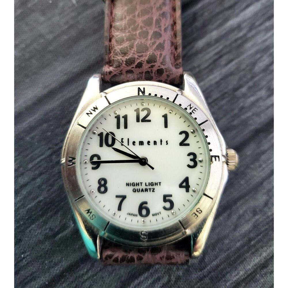 Men’s Vintage Elements Night Light Quartz Watch New Battery